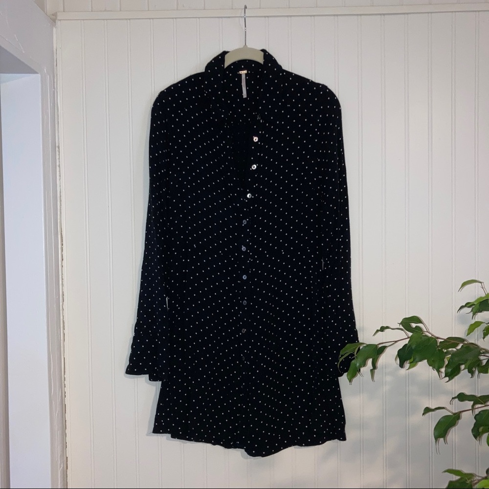 Long Sleeved Button Down Mini Dress - Picture 1 of 4